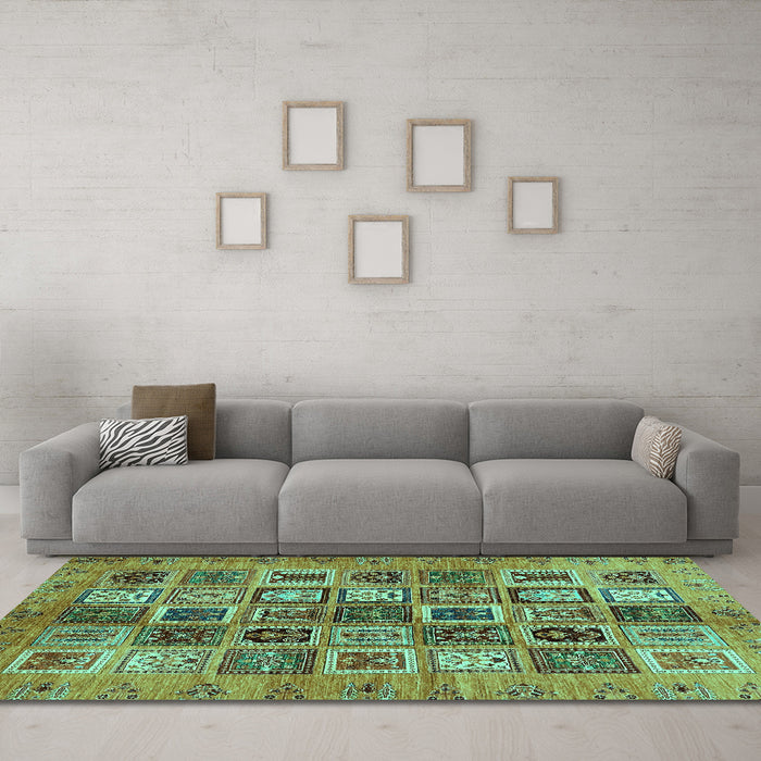 Machine Washable Abstract Turquoise Modern Area Rugs in a Living Room,, wshabs717turq