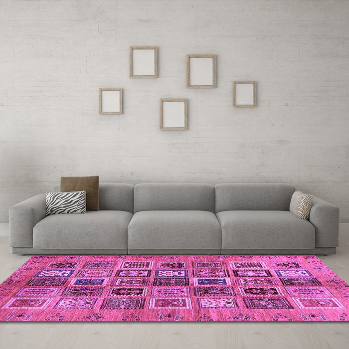 Machine Washable Abstract Purple Modern Area Rugs in a Living Room, wshabs717pur