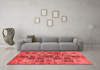 Machine Washable Abstract Red Modern Rug, wshabs717red