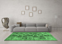 Machine Washable Abstract Emerald Green Modern Rug, wshabs717emgrn