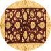 Round Machine Washable Oriental Brown Traditional Rug, wshabs718brn