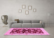 Machine Washable Oriental Pink Traditional Rug in a Living Room, wshabs718pnk