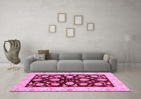 Machine Washable Oriental Pink Traditional Rug, wshabs718pnk