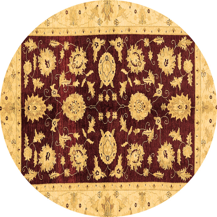 Round Oriental Brown Traditional Rug, abs718brn