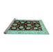 Sideview of Machine Washable Oriental Light Blue Traditional Rug, wshabs718lblu