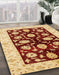 Abstract Chrome Gold Yellow Oriental Rug in Family Room, abs718