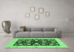 Machine Washable Oriental Emerald Green Traditional Area Rugs in a Living Room,, wshabs718emgrn