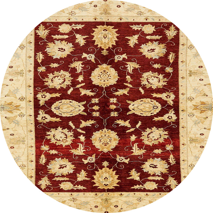 Round Abstract Chrome Gold Yellow Oriental Rug, abs718