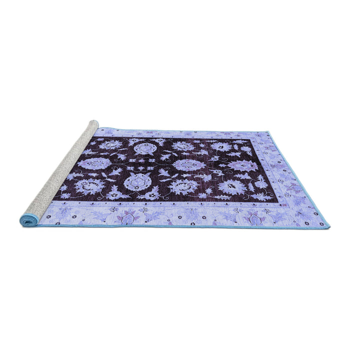 Sideview of Machine Washable Oriental Blue Traditional Rug, wshabs718blu