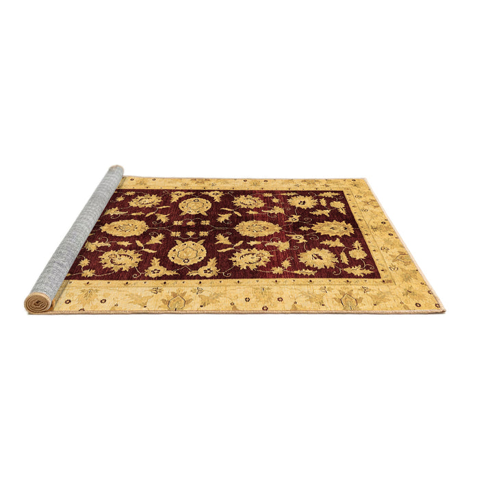 Sideview of Machine Washable Oriental Brown Traditional Rug, wshabs718brn