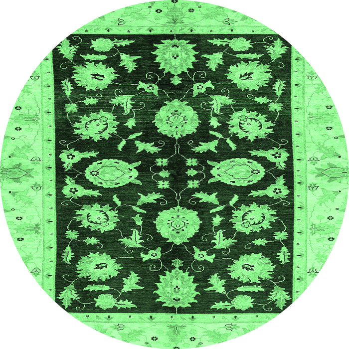 Round Oriental Emerald Green Traditional Rug, abs718emgrn