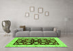 Machine Washable Oriental Green Traditional Area Rugs in a Living Room,, wshabs718grn