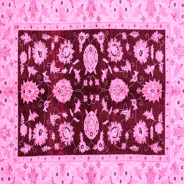 Square Oriental Pink Traditional Rug, abs718pnk