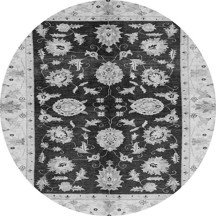 Round Oriental Gray Traditional Rug, abs718gry