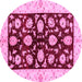 Round Oriental Pink Traditional Rug, abs718pnk