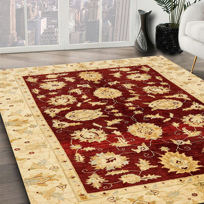 Machine Washable Abstract Chrome Gold Yellow Rug in a Family Room, wshabs718