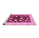 Sideview of Machine Washable Oriental Pink Traditional Rug, wshabs718pnk