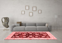 Machine Washable Oriental Red Traditional Rug, wshabs718red