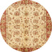 Round Abstract Chrome Gold Yellow Modern Rug, abs719