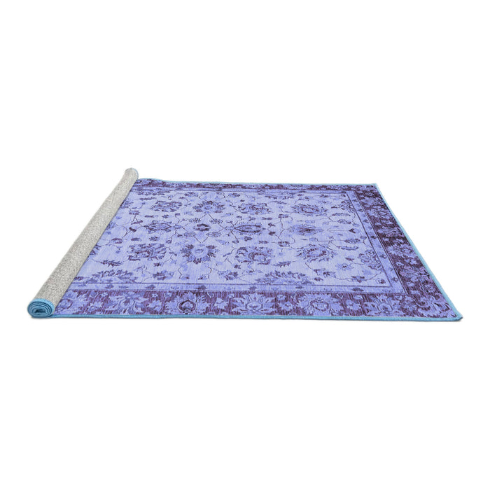 Sideview of Machine Washable Abstract Blue Modern Rug, wshabs719blu