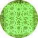 Round Abstract Green Modern Rug, abs719grn