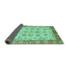 Sideview of Abstract Turquoise Modern Rug, abs719turq