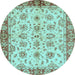 Round Abstract Light Blue Modern Rug, abs719lblu