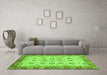 Machine Washable Abstract Green Modern Area Rugs in a Living Room,, wshabs719grn