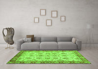 Machine Washable Abstract Green Modern Rug, wshabs719grn