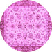 Round Machine Washable Abstract Purple Modern Area Rugs, wshabs719pur