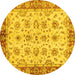 Round Abstract Yellow Modern Rug, abs719yw