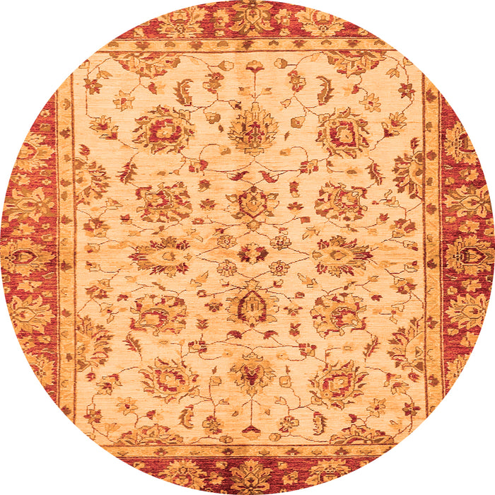 Round Machine Washable Abstract Orange Modern Area Rugs, wshabs719org