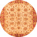 Round Machine Washable Abstract Orange Modern Area Rugs, wshabs719org