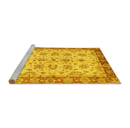 Sideview of Machine Washable Abstract Yellow Modern Rug, wshabs719yw