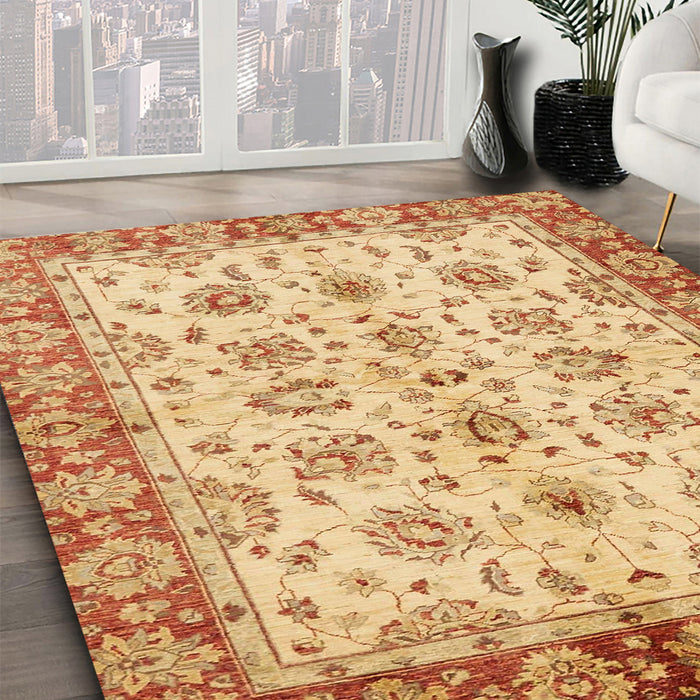 Machine Washable Abstract Chrome Gold Yellow Rug in a Family Room, wshabs719