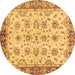 Round Abstract Brown Modern Rug, abs719brn