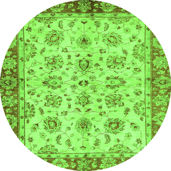 Round Machine Washable Abstract Green Modern Area Rugs, wshabs719grn