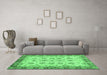 Machine Washable Abstract Emerald Green Modern Area Rugs in a Living Room,, wshabs719emgrn