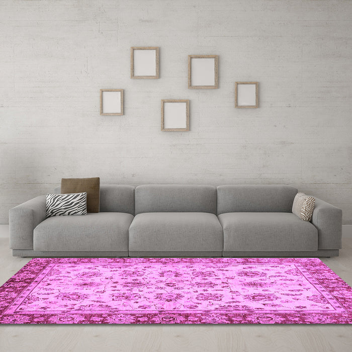 Machine Washable Abstract Purple Modern Area Rugs in a Living Room, wshabs719pur