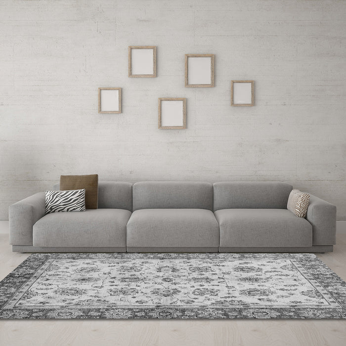 Machine Washable Abstract Gray Modern Rug in a Living Room,, wshabs719gry