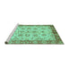 Sideview of Machine Washable Abstract Turquoise Modern Area Rugs, wshabs719turq