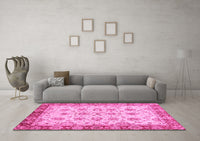 Machine Washable Abstract Pink Modern Rug, wshabs719pnk