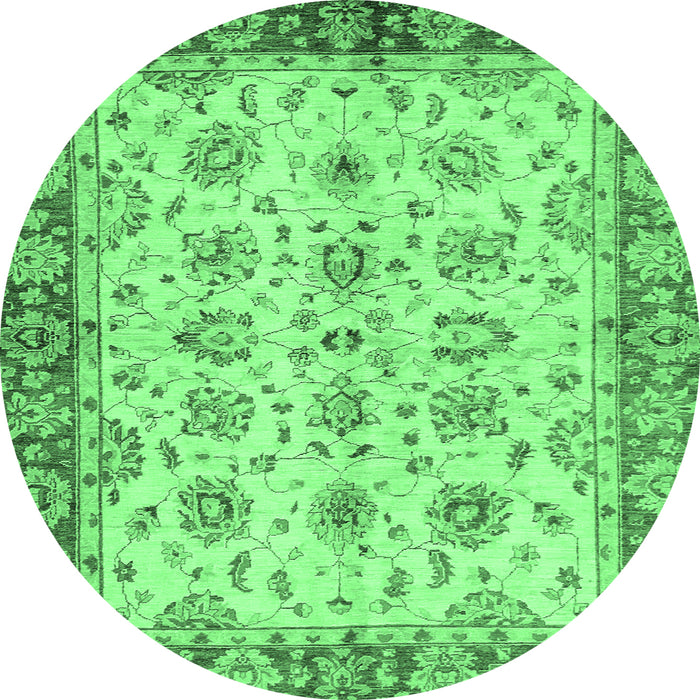 Round Machine Washable Abstract Emerald Green Modern Area Rugs, wshabs719emgrn