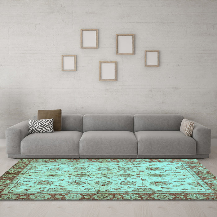 Machine Washable Abstract Light Blue Modern Rug in a Living Room, wshabs719lblu