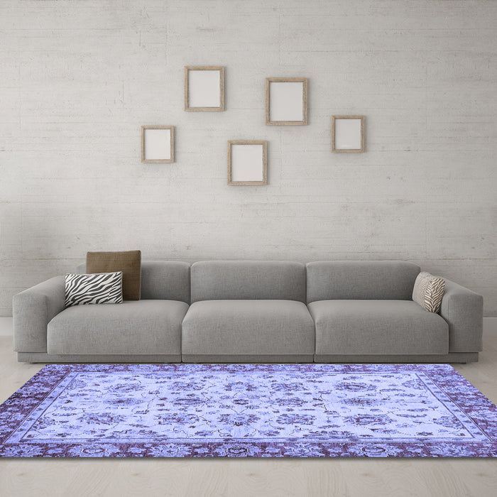 Machine Washable Abstract Blue Modern Rug in a Living Room, wshabs719blu