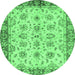 Round Abstract Emerald Green Modern Rug, abs719emgrn