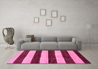 Machine Washable Abstract Pink Modern Rug, wshabs71pnk