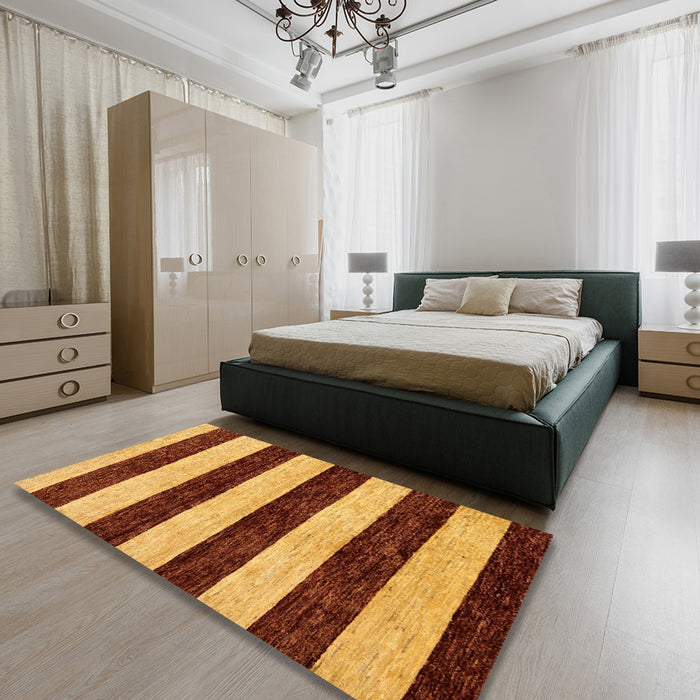 Abstract Orange Modern Rug in a Bedroom, abs71