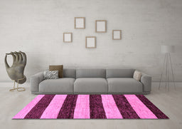 Machine Washable Abstract Purple Modern Area Rugs in a Living Room, wshabs71pur