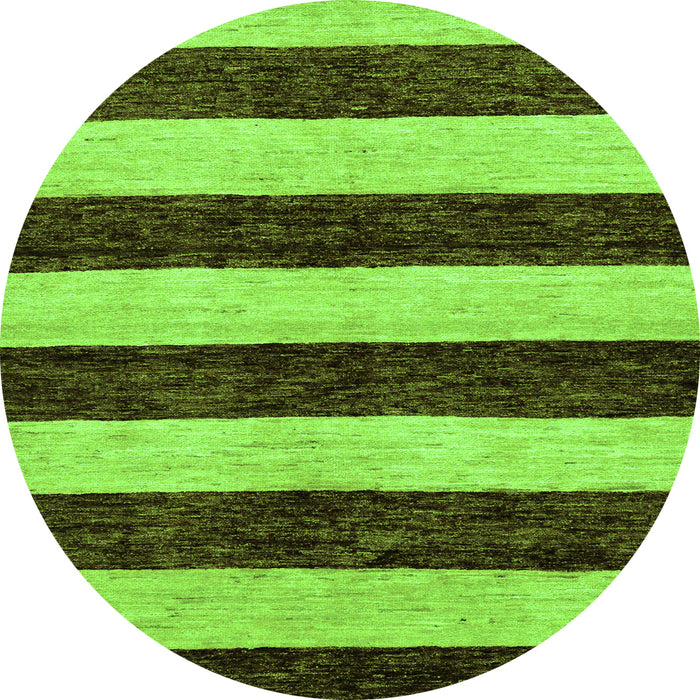Round Machine Washable Abstract Green Modern Area Rugs, wshabs71grn